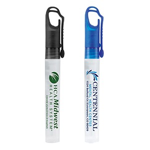 "SprayClip" 10 ml. Antibacterial Hand Sanitizer Spray Pump Bottle with Carabiner Clip Cap-1