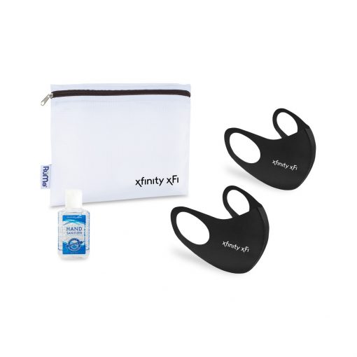 Reusable Stretch Face Masks (2 pack) and Hand Sanitizer Kit - Black