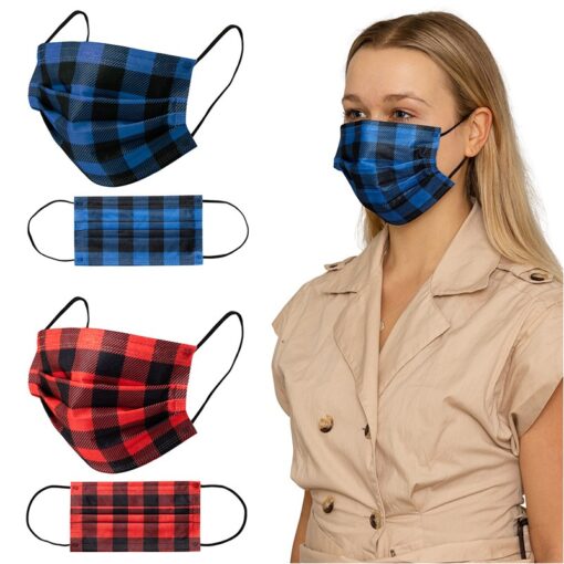 Shield V Box of 50pcs Plaid Disposable Face Masks