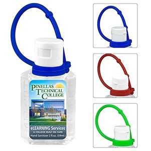 "Sanpal XL Connect" 2 oz Hand Sanitizer Antibacterial Gel with Colorful Silicone Carry Leash