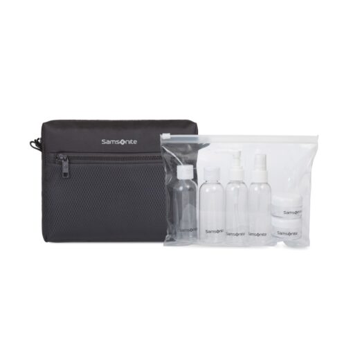 Samsonite Zippered Pouch and 6 Piece Travel Bottle Set - Black-2