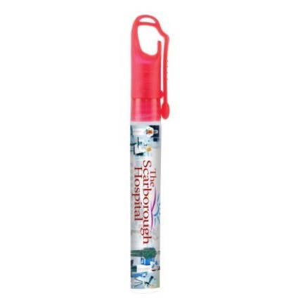 "SprayClip" 10 ml. Antibacterial Hand Sanitizer Spray Pump Bottle with Carabiner Clip Cap (OVERSEAS-3