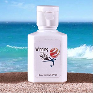 "SunFun L" 1.0 oz Broad Spectrum SPF30 Sunscreen Lotion in Solid White Flip-Top Squeeze Bottle-2