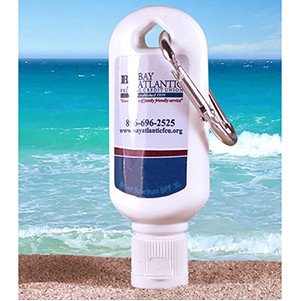 "Sunny Day" 1.0 oz Broad Spectrum SPF 30 Sunscreen Lotion in Solid White Carabiner Tottle-2
