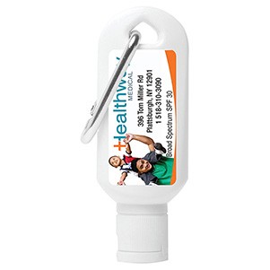 "Sunny Day L" 2.0 oz Broad Spectrum SPF 30 Sunscreen Lotion in Solid White Carabiner Tottle-2