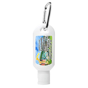 "Sunny Day L" 2.0 oz Broad Spectrum SPF 30 Sunscreen Lotion in Solid White Carabiner Tottle-1