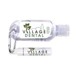 2 oz Tottle Antibacterial Hand Sanitizer With Carabiner + Clip Balm
