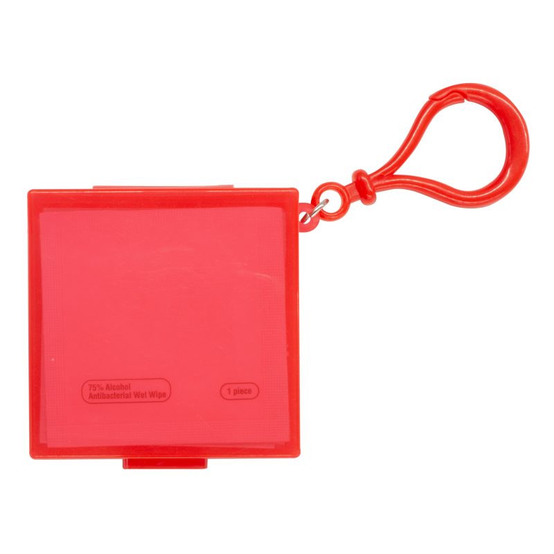 Individual Wet Wipes in Square Plastic Container & Carabiner - 4