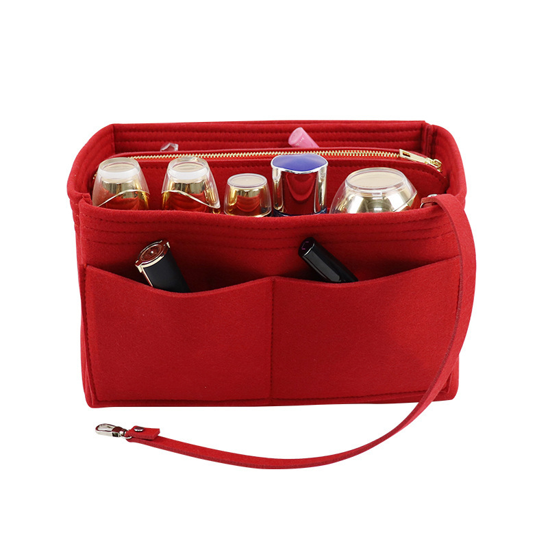 Large Capacity Felt Makeup Bag Custom Logo Women Cosmetic Bag Multi Compartment Travel Toiletry Bag - 3