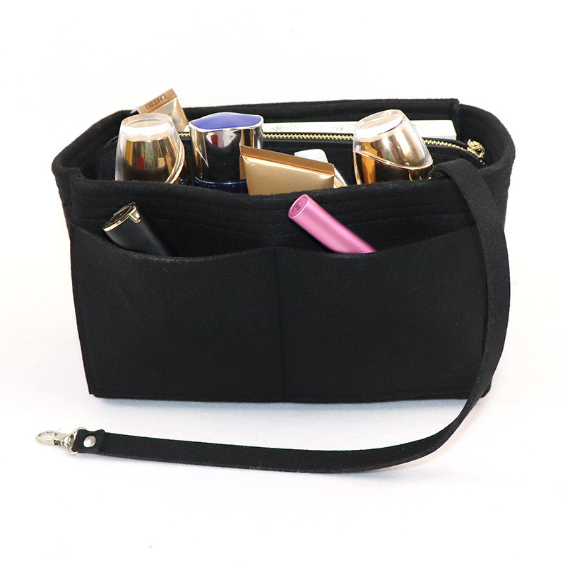 Large Capacity Felt Makeup Bag Custom Logo Women Cosmetic Bag Multi Compartment Travel Toiletry Bag - 4