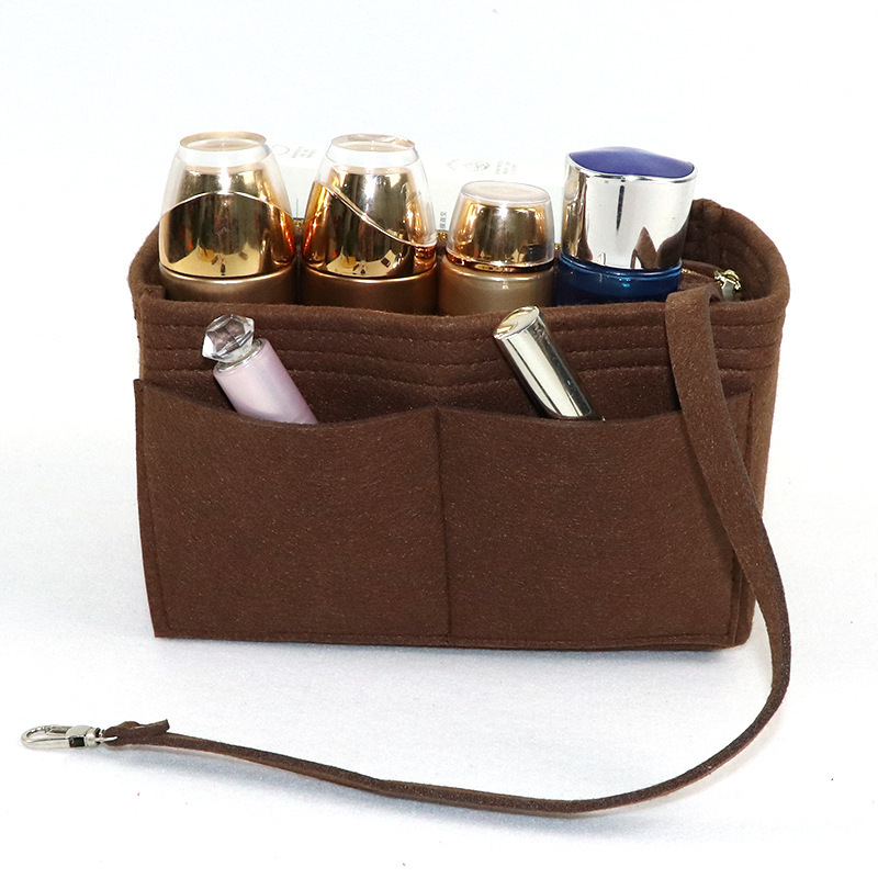 Large Capacity Felt Makeup Bag Custom Logo Women Cosmetic Bag Multi Compartment Travel Toiletry Bag - 5