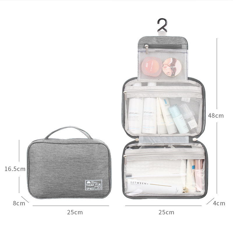 Water Resistant Toiletry Bag Makeup Bag Cosmetic Bag Travel Organizer With Hook - 7